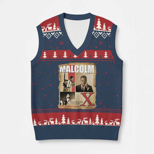Malcolm X Quote V-Neck Knit Sweater Vest Nobody Can Give You Freedom Take It TS12 Navy Red Print Your Wear