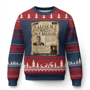 Malcolm X Ugly Christmas Sweater Stumbling Is Not Falling Civil Rights Leader TS12 Navy Red Print Your Wear