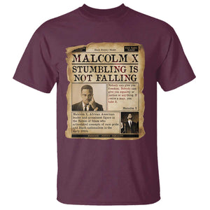 Malcolm X T Shirt Stumbling Is Not Falling Civil Rights Leader TS12 Maroon Print Your Wear