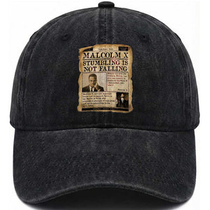 Malcolm X Washed Cotton Baseball Cap Stumbling Is Not Falling Civil Rights Leader TS12 Print Your Wear
