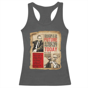 Education Is The Passport To The Future Malcolm X Wisdom Racerback Tank Top TS12 Dark Heather Print Your Wear