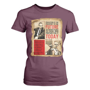 Education Is The Passport To The Future Malcolm X Wisdom T Shirt For Women TS12 Maroon Print Your Wear