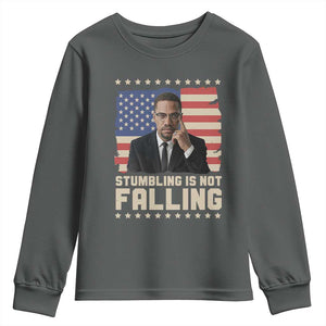 African American Pride Gift Youth Sweatshirt Malcolm X TS12 Dark Heather Print Your Wear