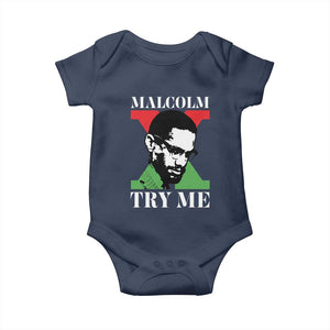 Malcolm X Try Me Baby Onesie American Civil Rights Leader Quote TS12 Navy Print Your Wear