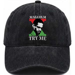 Malcolm X Try Me Washed Cotton Baseball Cap American Civil Rights Leader Quote TS12 Print Your Wear