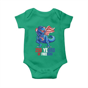 Funny Patriotic Dinosaur Baby Onesie 250 Years Of Freedom TS12 Irish Green Print Your Wear
