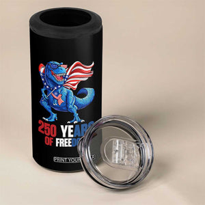 Funny Patriotic Dinosaur 4 in 1 Can Cooler Tumbler 250 Years Of Freedom TS12 Print Your Wear