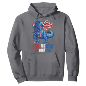 Funny Patriotic Dinosaur Hoodie 250 Years Of Freedom TS12 Charcoal Print Your Wear