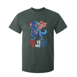 Funny Patriotic Dinosaur T Shirt For Kid 250 Years Of Freedom TS12 Dark Forest Green Print Your Wear