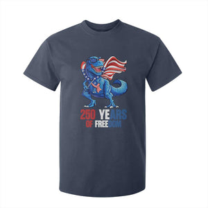 Funny Patriotic Dinosaur T Shirt For Kid 250 Years Of Freedom TS12 Navy Print Your Wear