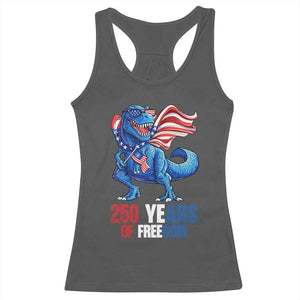 Funny Patriotic Dinosaur Racerback Tank Top 250 Years Of Freedom TS12 Dark Heather Print Your Wear