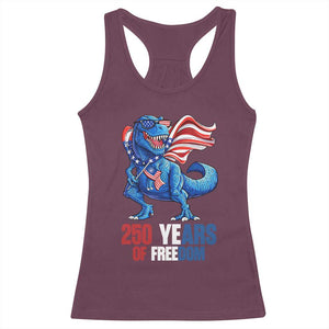 Funny Patriotic Dinosaur Racerback Tank Top 250 Years Of Freedom TS12 Maroon Print Your Wear