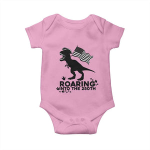 Funny Patriotic Dinosaur Baby Onesie Roaring Into The 250th Anniversary TS12 Light Pink Print Your Wear