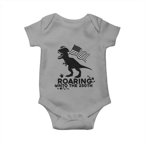 Funny Patriotic Dinosaur Baby Onesie Roaring Into The 250th Anniversary TS12 Sport Gray Print Your Wear