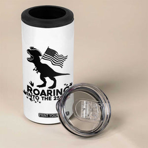 Funny Patriotic Dinosaur 4 in 1 Can Cooler Tumbler Roaring Into The 250th Anniversary TS12 Print Your Wear