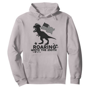 Funny Patriotic Dinosaur Hoodie Roaring Into The 250th Anniversary TS12 Ice Gray Print Your Wear