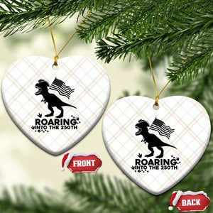 Funny Patriotic Dinosaur Ceramic Ornament Roaring Into The 250th Anniversary TS12 Print Your Wear