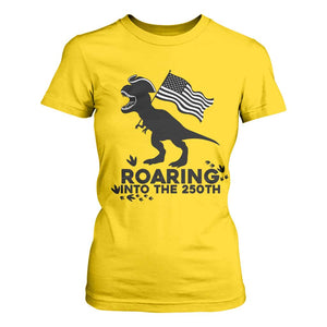 Funny Patriotic Dinosaur T Shirt For Women Roaring Into The 250th Anniversary TS12 Daisy Print Your Wear