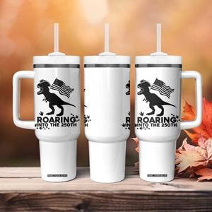 Funny Patriotic Dinosaur Tumbler With Handle Roaring Into The 250th Anniversary TS12 Print Your Wear