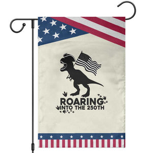 Funny Patriotic Dinosaur Garden Flag Roaring Into The 250th Anniversary TS12 Modern Beige Blue Print Your Wear