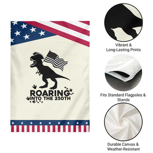 Funny Patriotic Dinosaur Garden Flag Roaring Into The 250th Anniversary TS12 Print Your Wear