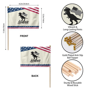 Funny Patriotic Dinosaur Patriotic Handheld Flag Roaring Into The 250th Anniversary TS12 Print Your Wear