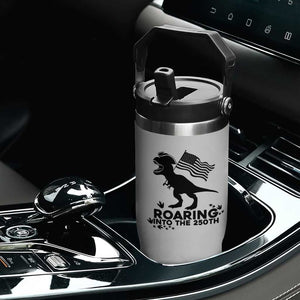 Funny Patriotic Dinosaur Flip Straw Tumbler Roaring Into The 250th Anniversary TS12 Print Your Wear