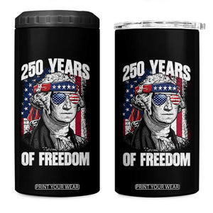 George Washington Founding Father 4 in 1 Can Cooler Tumbler 250 Years Of Freedom TS12 One Size: 16 oz Black Print Your Wear