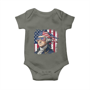 George Washington Patriotic Baby Onesie USA 250th Anniversary TS12 Military Green Print Your Wear