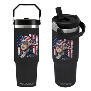 George Washington Patriotic Flip Straw Tumbler USA 250th Anniversary TS12 One Size: 30 oz Black Print Your Wear