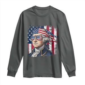 George Washington Patriotic Long Sleeve Shirt USA 250th Anniversary TS12 Dark Heather Print Your Wear