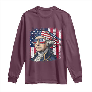 George Washington Patriotic Long Sleeve Shirt USA 250th Anniversary TS12 Maroon Print Your Wear