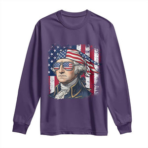 George Washington Patriotic Long Sleeve Shirt USA 250th Anniversary TS12 Purple Print Your Wear