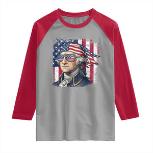 George Washington Patriotic Raglan Shirt USA 250th Anniversary TS12 Sport Gray Red Print Your Wear