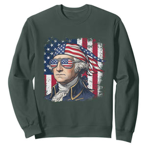 George Washington Patriotic Sweatshirt USA 250th Anniversary TS12 Dark Forest Green Print Your Wear