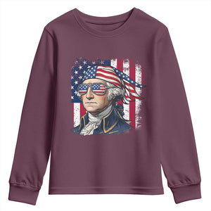 George Washington Patriotic Youth Sweatshirt USA 250th Anniversary TS12 Maroon Print Your Wear