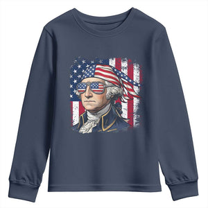 George Washington Patriotic Youth Sweatshirt USA 250th Anniversary TS12 Navy Print Your Wear