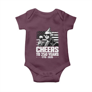 Funny George Washington Cheers To 250 Years Baby Onesie TS12 Maroon Print Your Wear