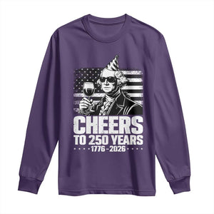 Funny George Washington Cheers To 250 Years Long Sleeve Shirt TS12 Purple Print Your Wear