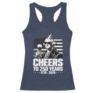 Funny George Washington Cheers To 250 Years Racerback Tank Top TS12 Navy Print Your Wear