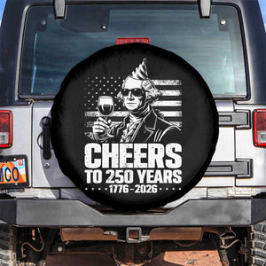 Funny George Washington Cheers To 250 Years Spare Tire Cover TS12 No hole Black Print Your Wear