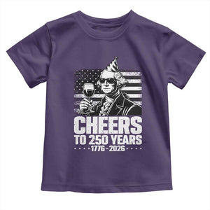 Funny George Washington Cheers To 250 Years Toddler T Shirt TS12 Purple Print Your Wear