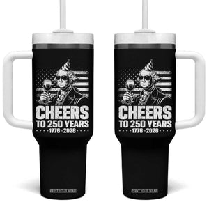 Funny George Washington Cheers To 250 Years Tumbler With Handle TS12 One Size: 40 oz Black Print Your Wear