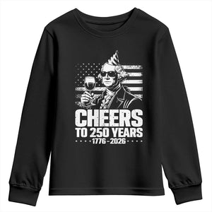 Funny George Washington Cheers To 250 Years Youth Sweatshirt TS12 Black Print Your Wear