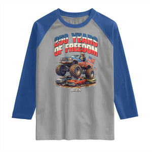 Funny George Washington Monster Truck Raglan Shirt America 250th Anniversary TS12 Sport Gray Royal Print Your Wear