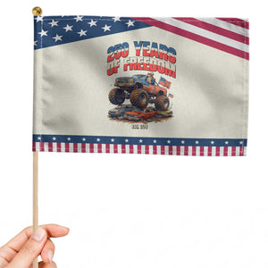 Funny George Washington Monster Truck Patriotic Handheld Flag America 250th Anniversary TS12 Modern 8.2" × 5.5" Beige Blue Print Your Wear