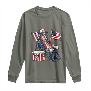 Proud American George Washington Patriotic Long Sleeve Shirt TS12 Military Green Print Your Wear