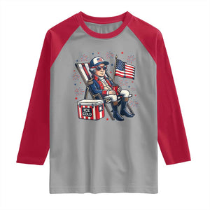 Proud American George Washington Patriotic Raglan Shirt TS12 Sport Gray Red Print Your Wear