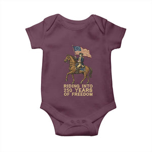 George Washington Baby Onesie Riding Into 250 Years Of Freedom TS12 Maroon Print Your Wear