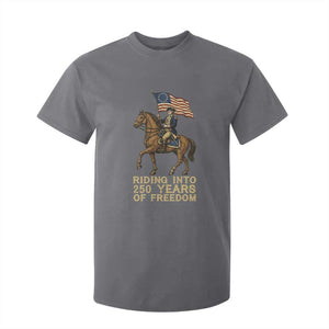George Washington T Shirt For Kid Riding Into 250 Years Of Freedom TS12 Charcoal Print Your Wear